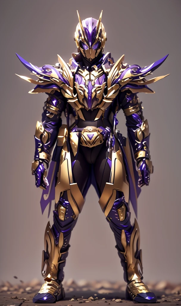 The color changes to gold and purple,Some gold and purple(Ensure its layering and armor texture,Gold as the main color,Purple as a secondary hue,More purple spots on the legs)