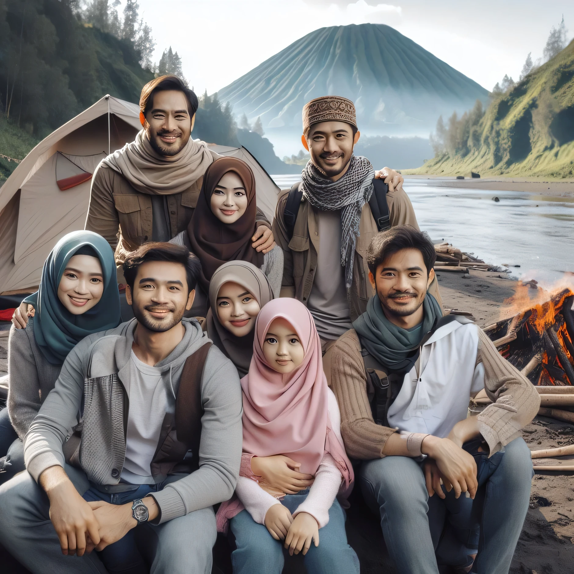 Hapus orang yang di tandai, sesuaikan dengan latar, hasil realistis, jernih,