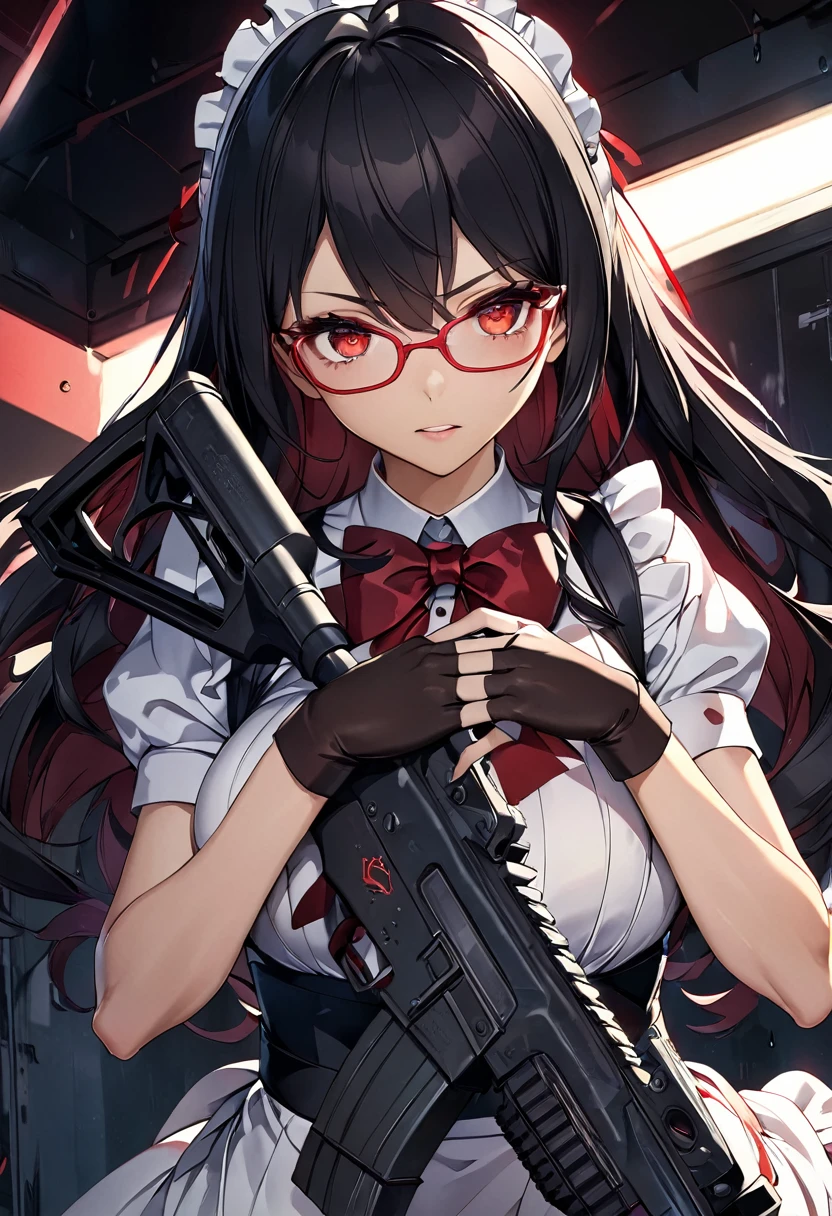 kuromi holding a gun in her hand while sitting on a couch, low quality video, grabbing a rifle, dramatic wielding gun pose, she has a rifle!!, with rifle, holding shotgun down, shooting a gun, holding shotgun, mana shooting from her hands, with pistol, holding rifle, insane action pose, leaked footage, extended clip, firing a gun,ready to shot herself,no,no hot,art