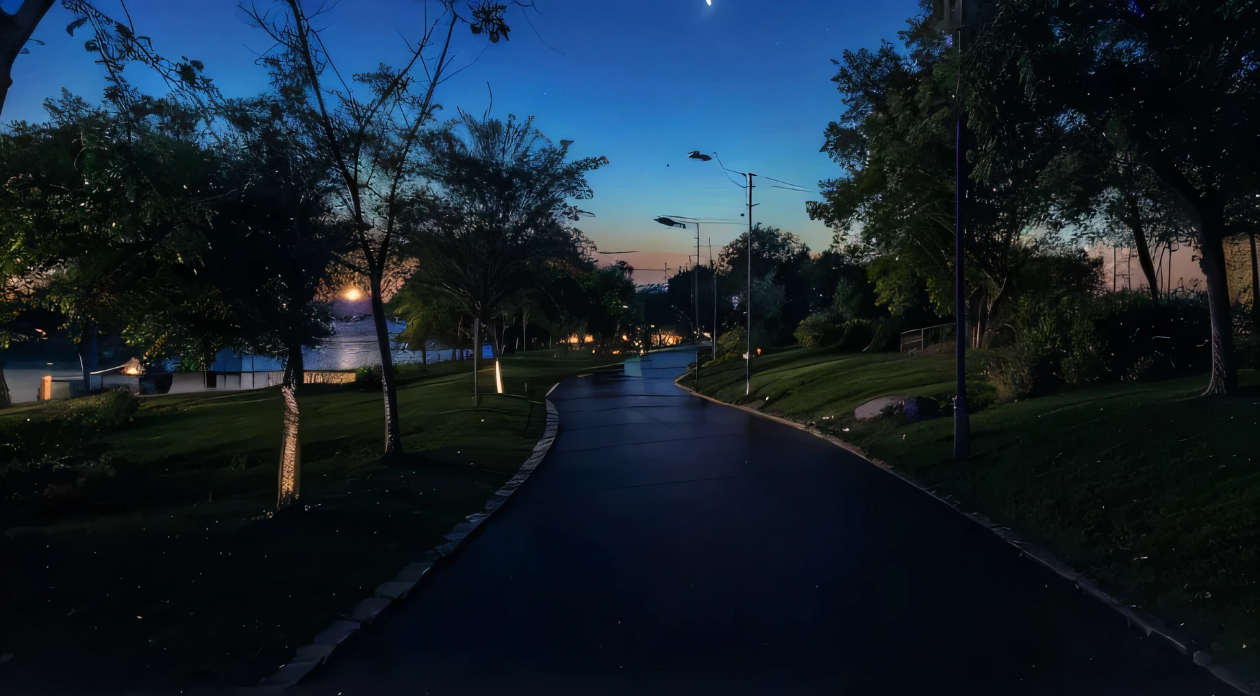 Lake in the distance,Beautiful night,HD Night