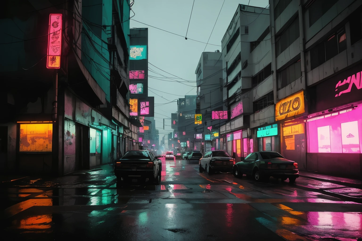 A city at night,chuva, chuvoso, molhado na cidade cyberpunk, estilo de arte cyberpunk, rua ciberpunk, Cyberpunk vibes, brilho cyberpunk brilhante, Cyberpunk vibe, cyberpunk with neon lighting, digital arte de anime cyberpunk, inspirado em Liam Wong, cores vibrantes cyberpunk, arte com tema cyberpunk, em uma cidade cyberpunk, em uma cidade cyberpunk futurista, arte de anime cyberpunk, neon, vermelho, chuva, tempestade, vibrante, chuva caindo, gotas de chuva,