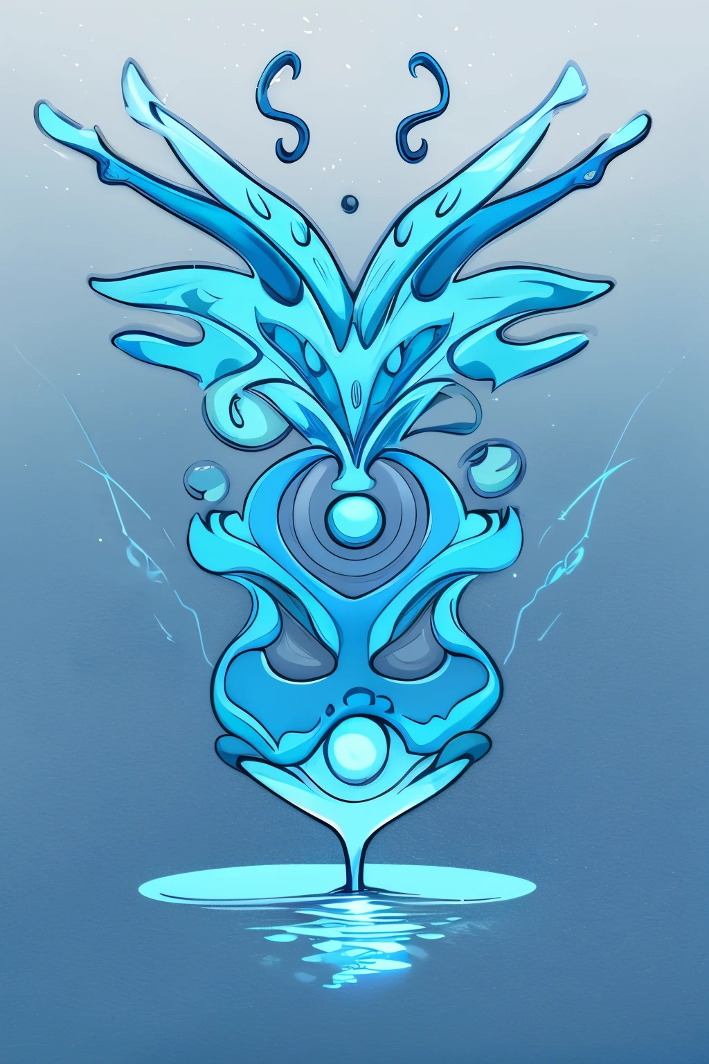 This prompt should convey the idea that the symbol represents a cursed technique involving water manipulation, and it should emphasize the use of minimalist and clean lines, along with the colors blue and black to represent water