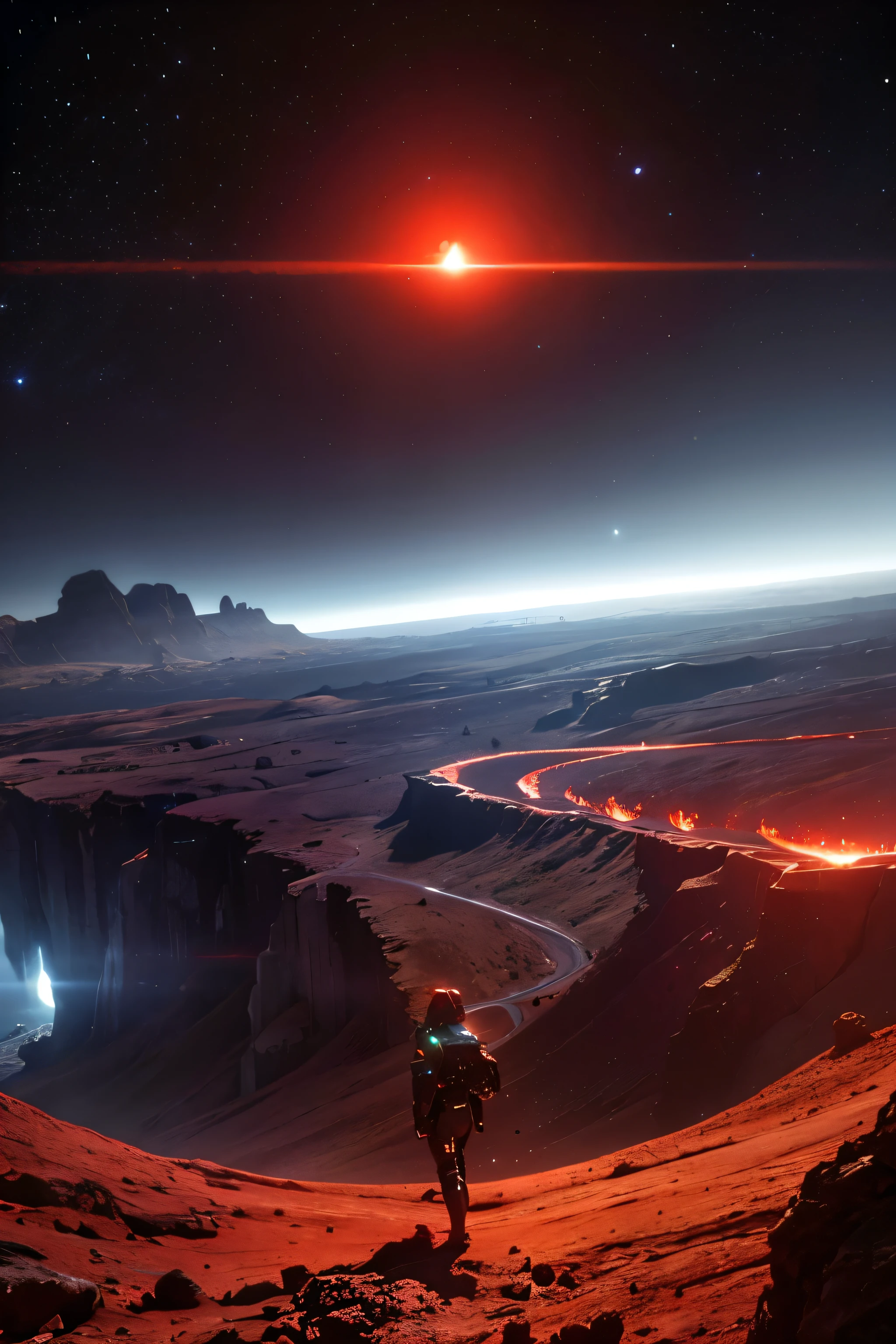 cybernetic earth with a red light inside, scientific earth crust, the earth sprouts lava, earth covers lightly, whole earth, the earth, hollow earth, earth outside, vtm, the planet is warm with canyons, earthy, the planet, the stars and galaxy in the background