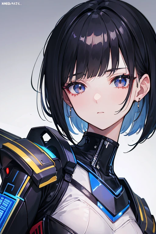 1female, black hair, beautiful face, orange eyes, medium hair, medium breast, futuristic, visual novel cg style, BREAK looking at viewer, BREAK (masterpiece:1.2), best quality, high resolution, unity' 8k wallpaper, (illustration:0.8), (beautiful detailed eyes:1.6), extremely detailed face, perfect lighting, extremely detailed CG, (perfect hands, perfect anatomy)