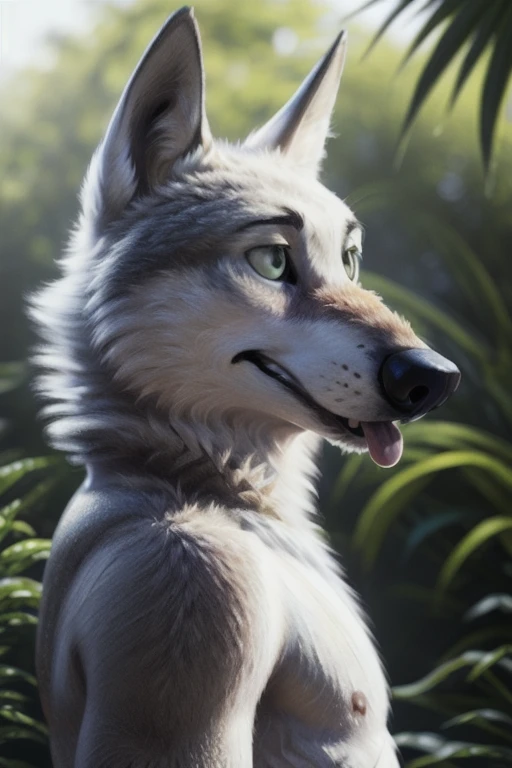 cute cartoon of a (gary \(zootopia\)) naked, solo, wolf, white fur, tongue out, big cock, porn, full body image, walking, BREAK, jungle background, (intricate, high detail, film photography, soft focus, RAW candid cinema, photorealism, realistic, photorealistic, analog style, subsurface scattering, masterpiece, best quality, ultra realistic, 8k), profile picture