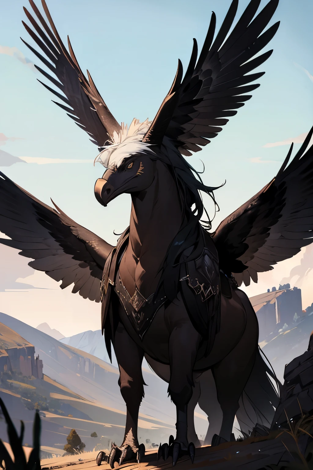 Horse Vulture,Monsters,World of Warcraft,The front half is an eagle and the back half is a horse,Huge wings,side,sideways