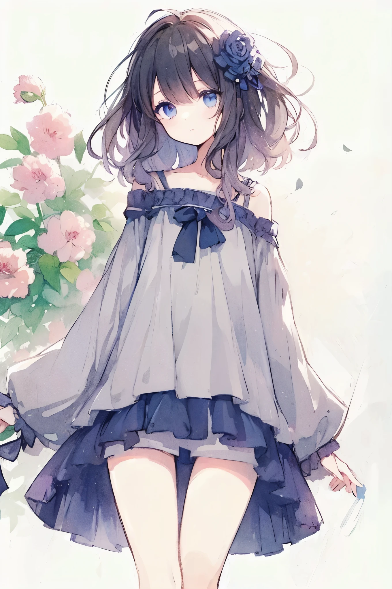 Official art using high-quality hand-drawn watercolor sketch techniques. (best quality,4k,8k,highres,masterpiece:1.2),ultra-detailed,beautiful detailed eyes,A girl with beautiful eyes, everyone, beautiful anime girl, cute anime girl, smooth anime art, anime style, elegant colors, soft lighting, delicate beautiful sensitive eyes, very coquettish, beautiful large breast, (correct hands:1.2),