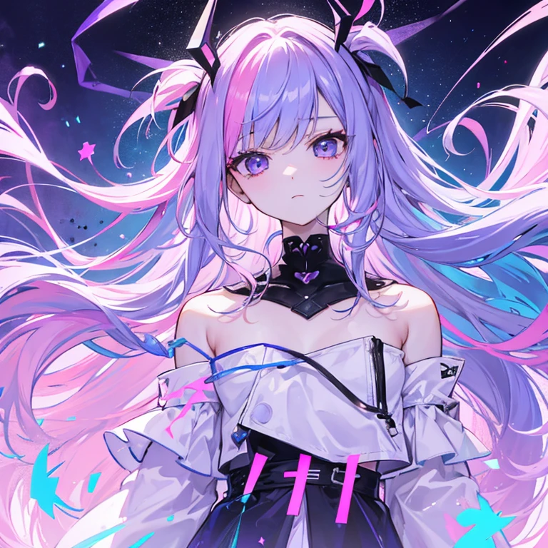 Gender-fluid, gender-fluid flag colors; pink, white, purple, black, blue.
