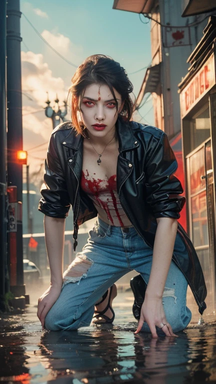 malcolm liepke painting on sensual illustration of an elegant samurai, riot games concept art beauty, eerie, the model draped in flowing, thick oil painting, extremely soft colors, vibrant, highly detailed, , oil on linen, high contrast, dramatic, refined, tonal, a close up of a man with a bloody face and red eyes, with glowing red eyes, with red glowing eyes, red glowing eyes, portrait demon half human, red eyes glowing, glowing red eyes, cyborg zombie, scary look, portrait of a zombie, with red eyes, zombie with white eyes, evil zombie, red - eyed, red-eyed