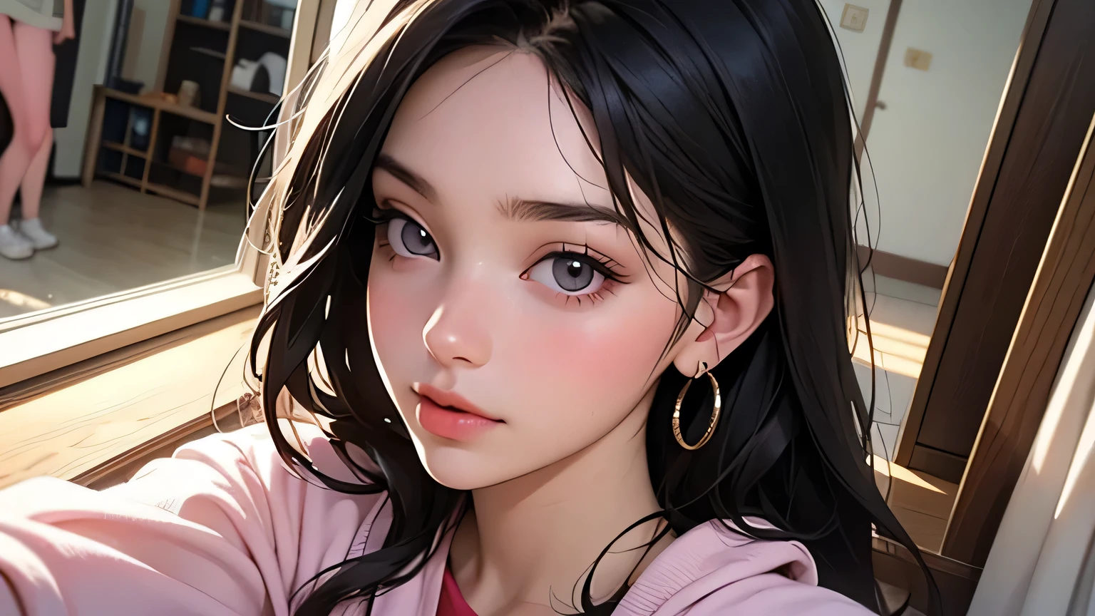 8k, highest quality, super high resolution, 1 female, 1980s pop culture anime style, 21 years old, (masterpiece, high resolution, detailed), Japanese shortcut,, B cup (photorealistic): 1.4), ( famous Japanese actress: 1.2), very beautiful, cute, professional photo, 1 girl, woman wearing pink gym clothes and taking a selfie in front of the mirror, 18 years old, 21 years old, athlete, 2 female model, Adidas clothes, Dua Lipa, Cottagecore!! Fitness body, inspired by Ion Andreescu, Beer Madison, 22 years old, 19 year old girl, profile pictures