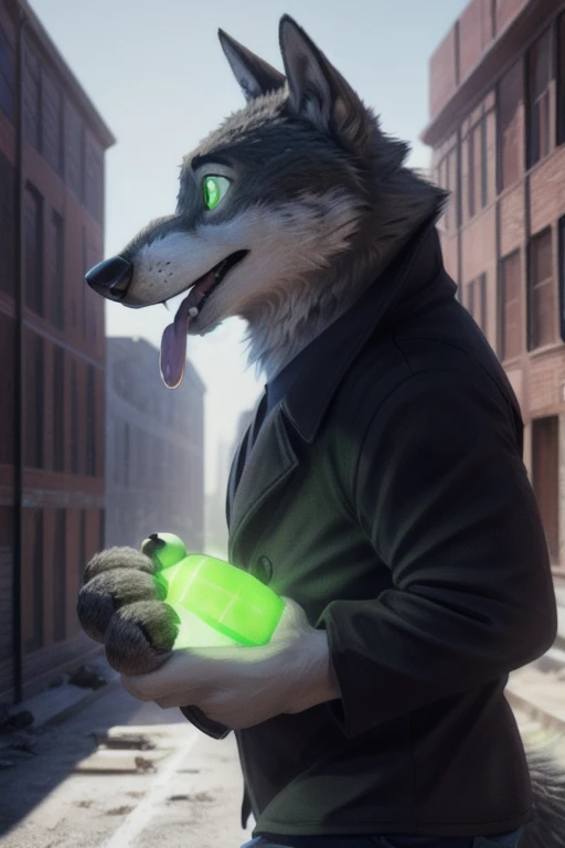 cute cartoon of a (gary \(zootopia\)) solo, wolf, gray fur, tongue out, hypnotized with completely spyral glowing green eyes with no irises or pupils, walking naked, porn, big penis, big paws, big cock, BREAK, interior of abandoned building background, (intricate, high detail, film photography, soft focus, RAW candid cinema, photorealism, realistic, photorealistic, analog style, subsurface scattering, masterpiece, best quality, ultra realistic, 8k), profile picture