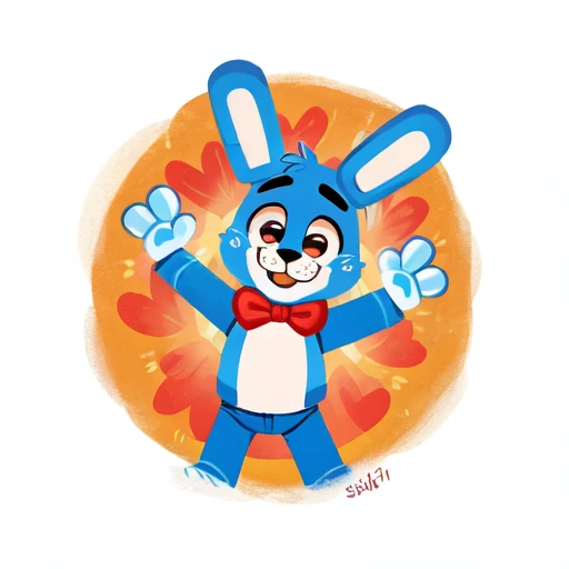 (best quality,highres:1.2), realistic, detailed illustration, Toy Bonnie from Five Nights at Freddy's, playful and vibrant colors, cute and friendly expressions, adorable and fuzzy texture, in a style for kids, with emphasis on the facial features such as big round eyes, a small button nose, and a wide smile, showcasing its charming personality, joyful and energetic pose with its feet visible, a large realistic intricate detailed penis,highly detailed veins,extremely detailed skin.