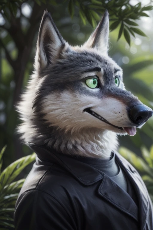 cute cartoon of a (gary \(zootopia\)) solo, wolf, gray fur, tongue out, hypnotized with completely spyral glowing green eyes with no irises or pupils, walking naked, porn, big penis, big cock, BREAK, jungle background, (intricate, high detail, film photography, soft focus, RAW candid cinema, photorealism, realistic, photorealistic, analog style, subsurface scattering, masterpiece, best quality, ultra realistic, 8k), profile picture