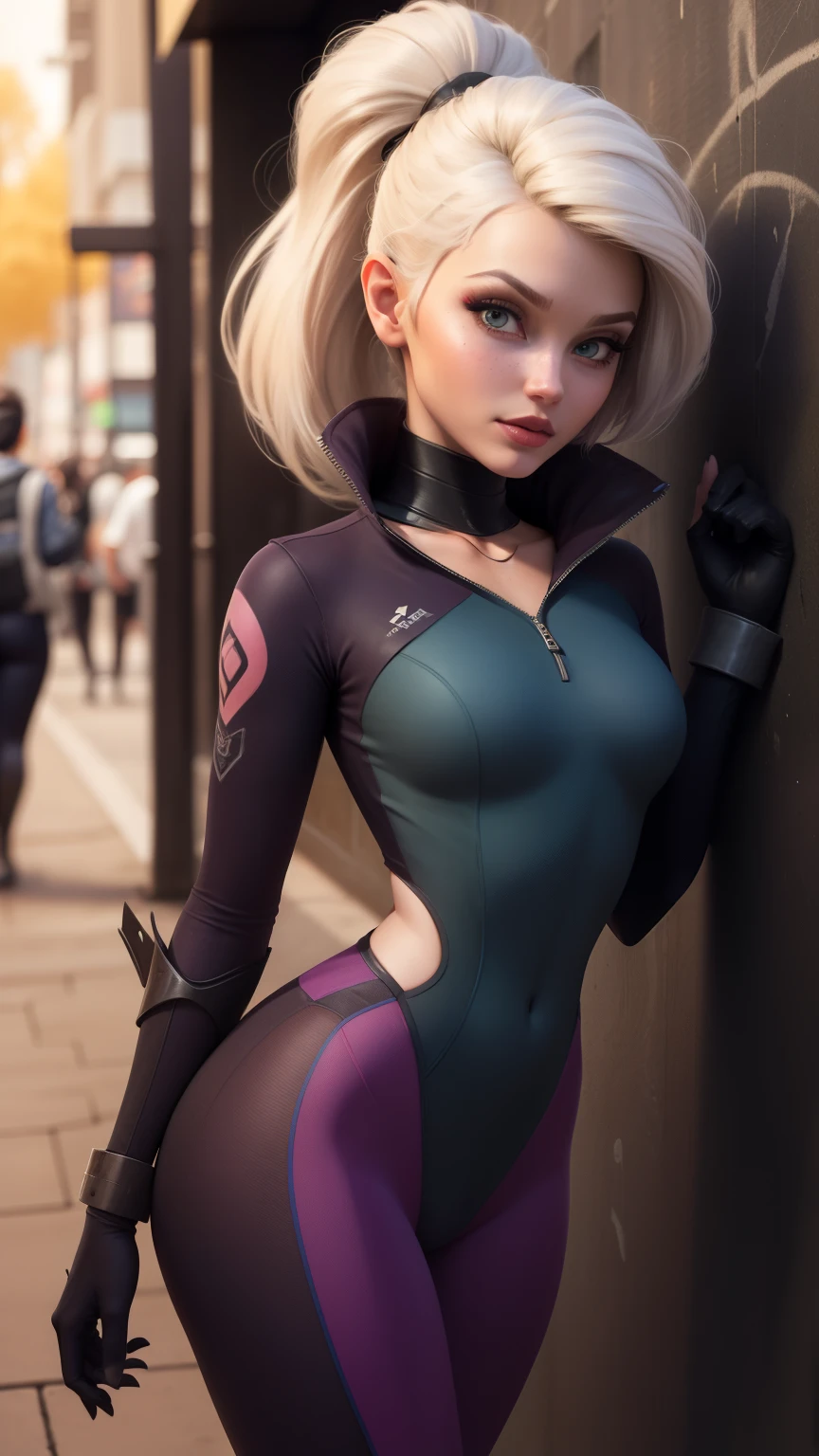 gwen tennyson,tracer,y'shtola rhul,yorha 2b,Supervision,nier automata,piloto mecha,pista escolar,tatuajes,plugsuit naranja y rosa,top blanco de lycra manga corta,leggins cargo blancos,vientre descubierto,cabello corto,maquillaje punk,ojos verdes,cabello plateado multicolor,sonrisa sexy,pecas,hermosa chica,Pechos grandes,8K,ultra detallado,realista,fantasy art,uniforme militar,perforaciones en las orejas,traje deportivo,chica saiyajin,sudadera deportiva de manga corta,arte de la pared de graffiti,correr,collar de etiqueta de perro,cuerpo mojado,