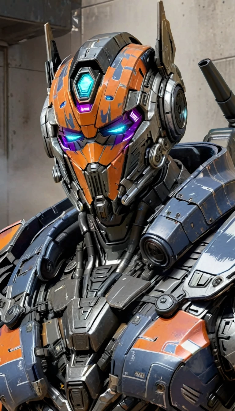 a close up of a robot in a building with a sunglasses on, cyberpunk flame suit, cyberpunk armor, cyberpunk suit, sci - fi suit, intricate cyberpunk armor, cybernetic fire armor, apex legends armor, cyber suit, cybernetic flame armor, clothed in sci-fi military armor, warrior in sci-fi armour, sci - fi armor