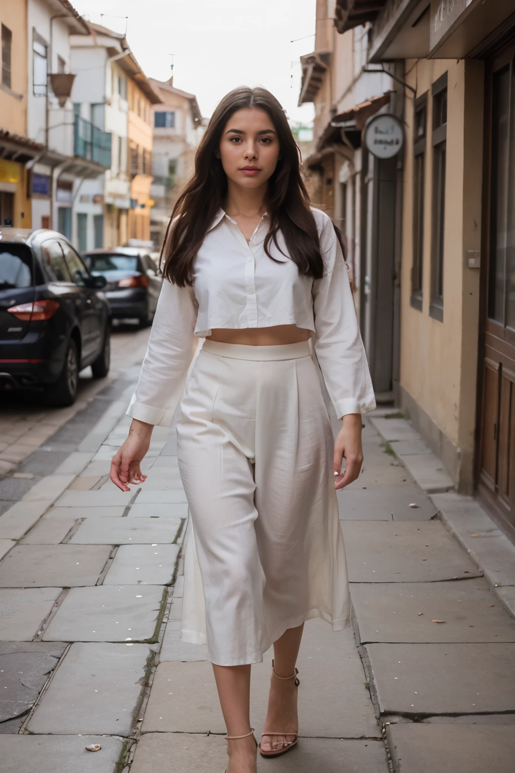 ((mejor calidad)), ((obra maestra)), (detallado), cara perfecta, 22 year old woman, vestida, en las calles de cusco, real, realista