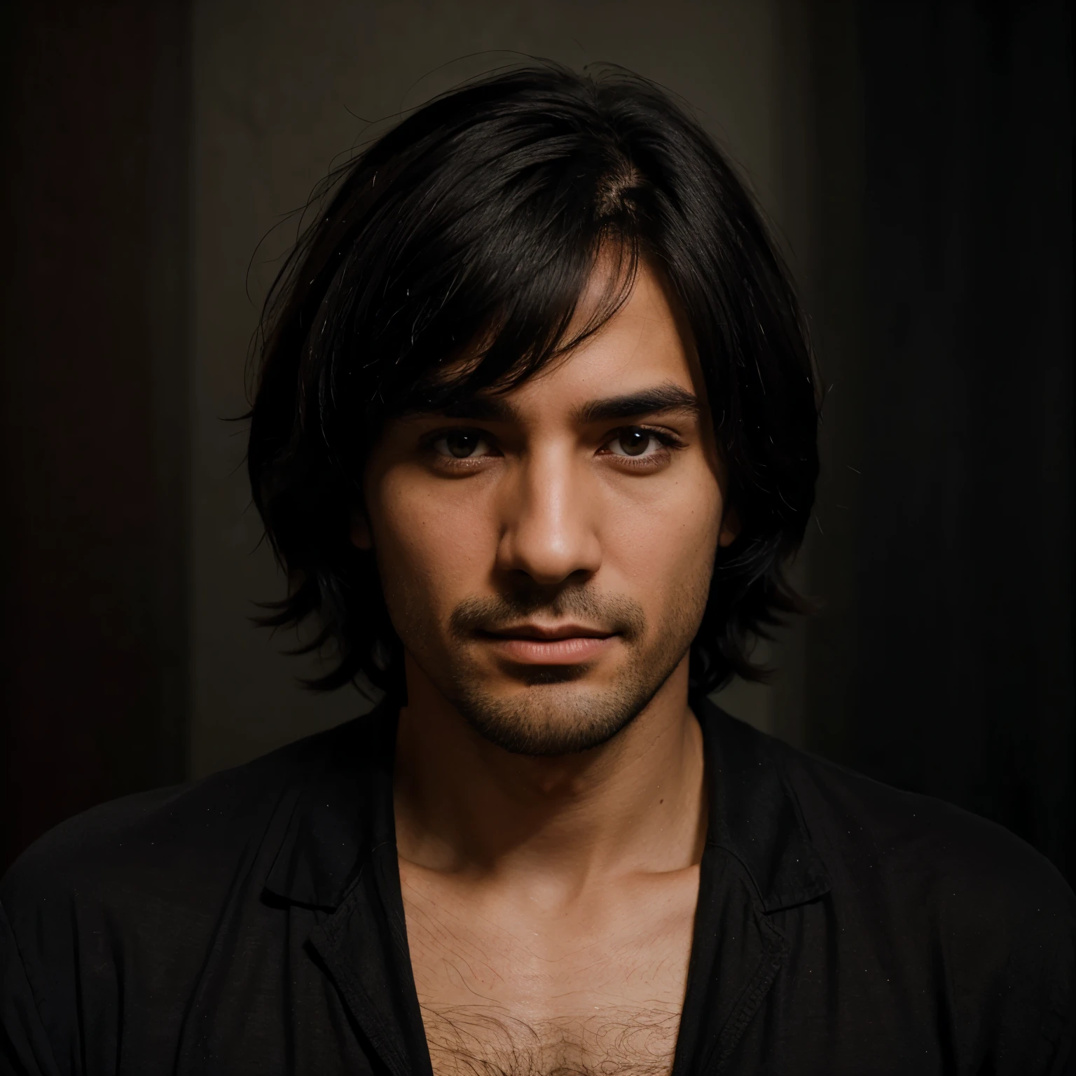 Black-haired man with a large reproductive system 