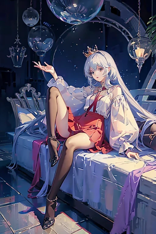 Anime girl sitting like a Queen