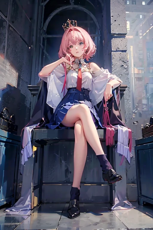 Anime girl sitting like a Queen