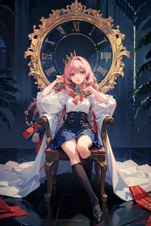 Anime girl sitting like a Queen