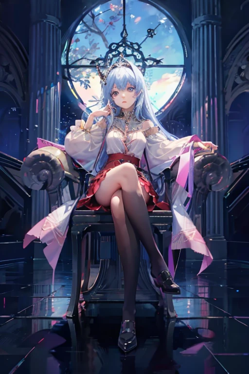Anime girl sitting like a Queen
