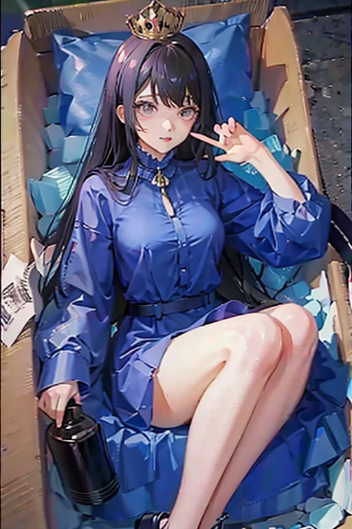 Anime girl sitting like a Queen