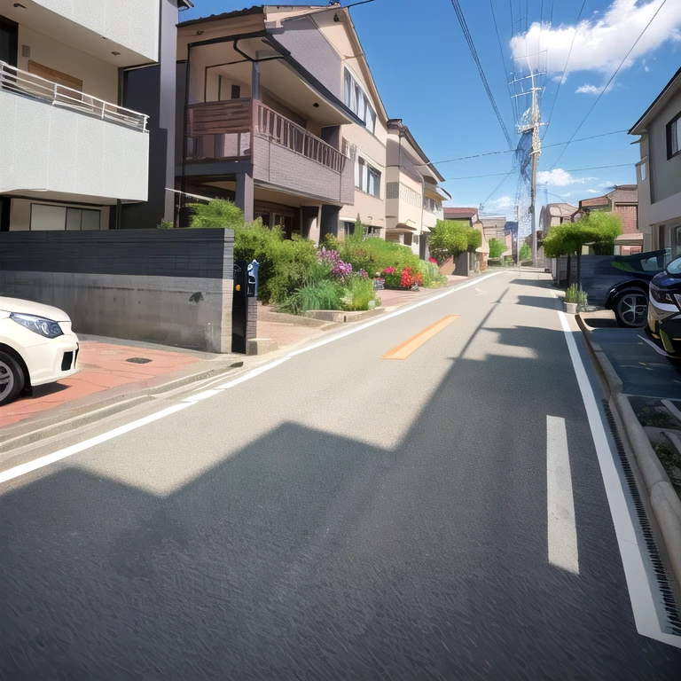 highest quality, Super detailed, figure,
Day本, scenery, 自転car, 地上car両, road, scenery, Outdoor, swoodt, null, Power lines, road sign, sign, Electric pole, Day, blue null, building, 自動car, cloud, Home, wood, Blurred, Shadow, window, plant, city, car, town