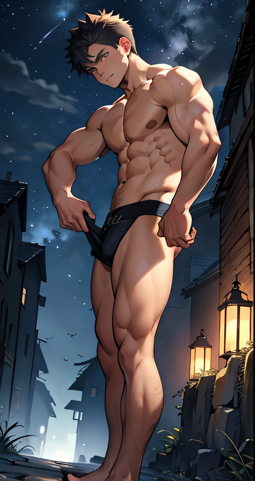(masutepiece, Best Quality),1boy,(younge boy,child-faced),ager face,Side view,Body tilt,delicate big eyes,Open your eyes,Holding,smooth and delicate skin,Short square face,(Lewdness),infancy,short round face,Flat chin,finely detaild face,well-muscled,shorth hair,The eye,with an intricate,full body Esbian,nakeness,Abs pectoral muscles,the night,vivd colour,(depth of fields:1.2),(Abs),looking at viewert,top-down perspective,Medieval mages,