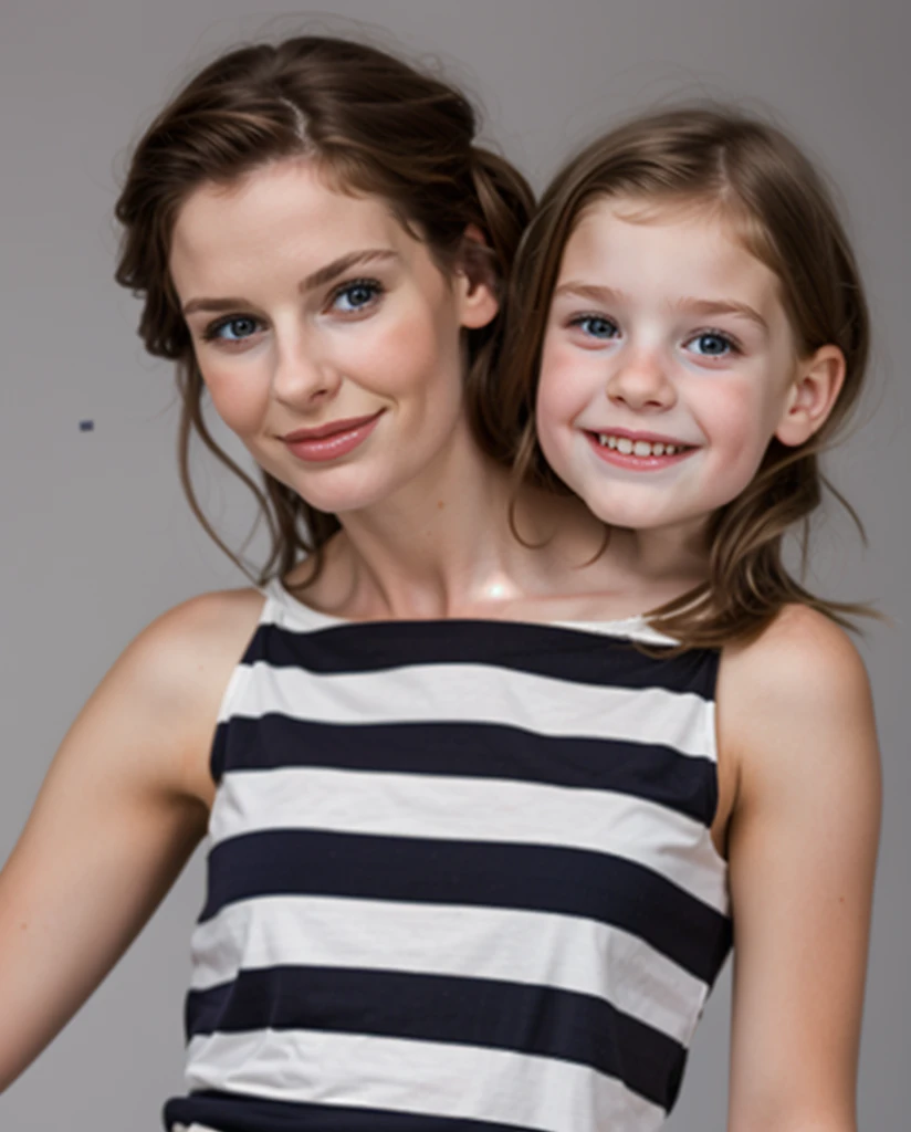 2heads, mom and daughter, (one head adult:1.5), (one head young child:1.5)