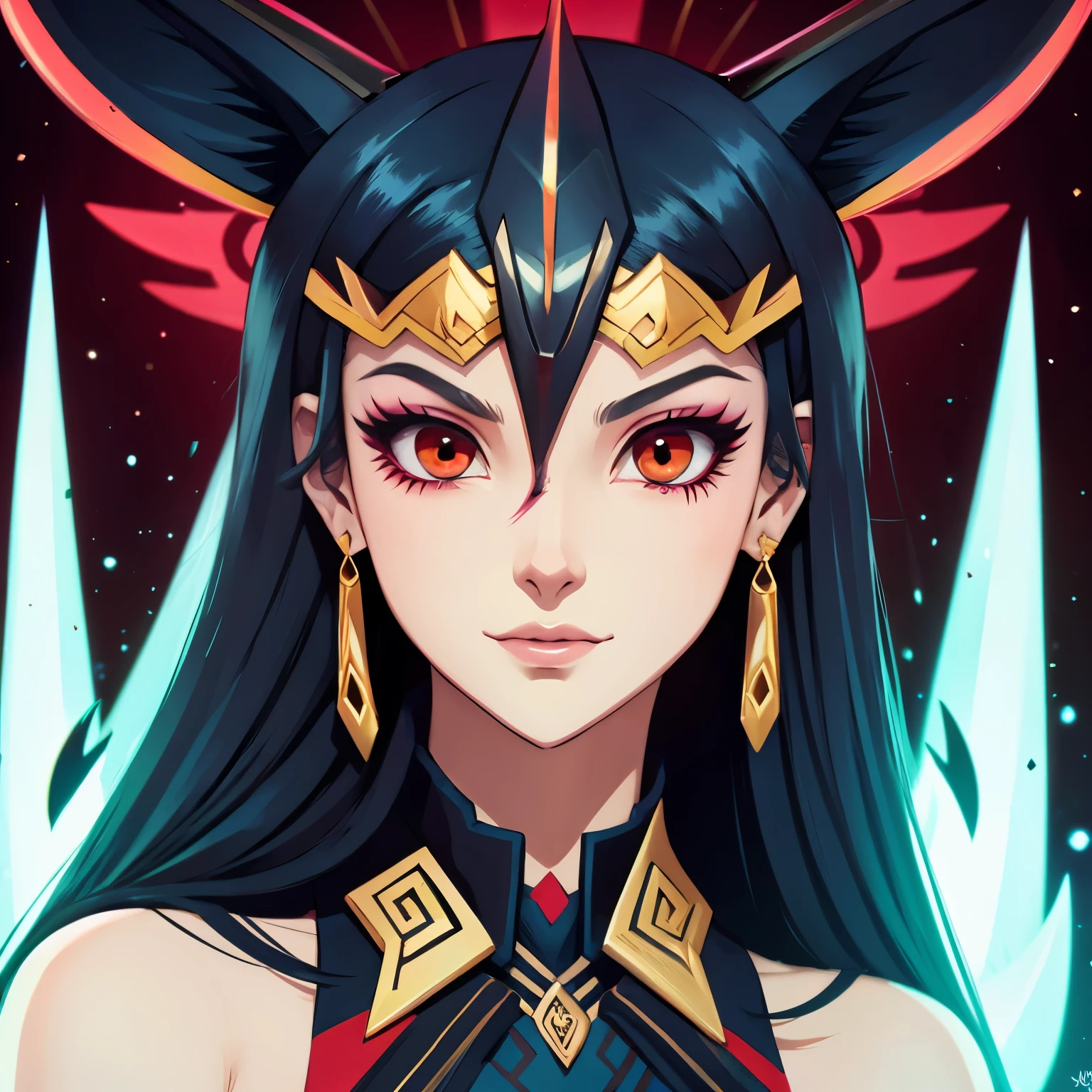 Background Universe　Anubis illustration　Front facing　Red eyes