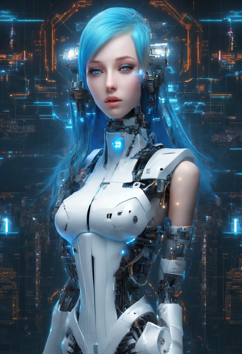 "(best quality, highres), blue-haired girl with long hair, close-up of her face, wearing a white skirt, detailed eyes and face, vibrant colors, soft lighting, digital illustration, ethereal atmosphere"