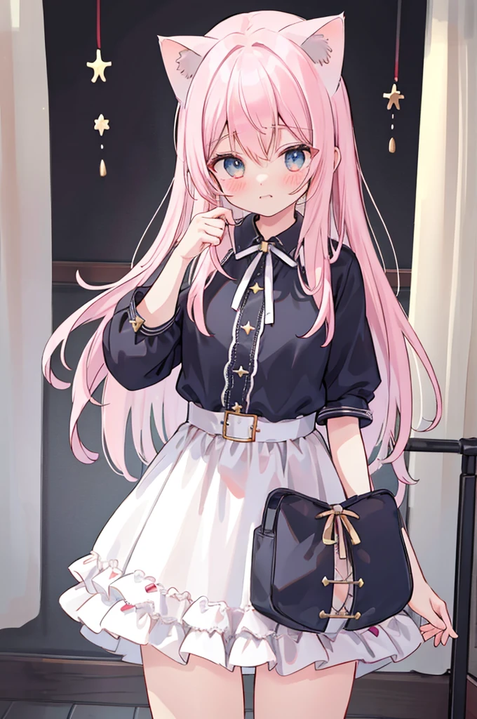 Ridiculous solution, Extremely detailed, (Best quality illustrations), 8K, Ultra-high resolution, cowgirl shot, Simple background, Cat ear、Shy、Embarrassing、viewer&#39;s perspective、Kamiaki、Upper part of the body、((1 Girl、exist))A straw hat、A、brown hair、waving hands、Wave to the audience、((((8K、))))、look back at past、Turn your back、Rear view、(viewer&#39;s perspective)