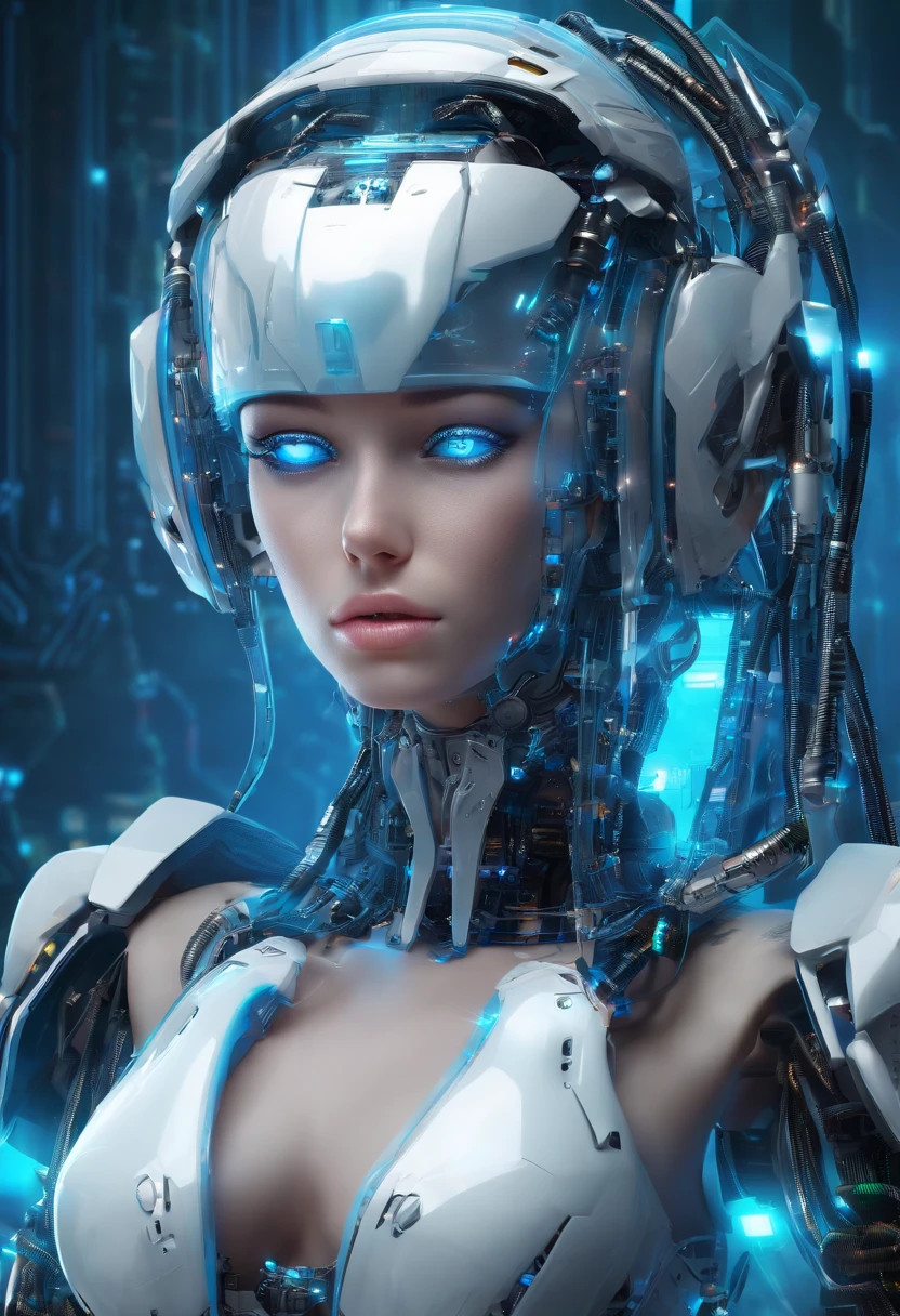 "(best quality, highres), blue-haired girl with long hair, close-up of her face, wearing a white skirt, detailed eyes and face, vibrant colors, soft lighting, digital illustration, ethereal atmosphere"