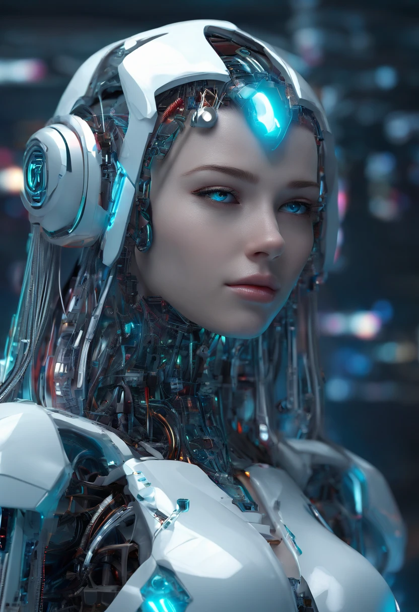 "(best quality, highres), blue-haired girl with long hair, close-up of her face, wearing a white skirt, detailed eyes and face, vibrant colors, soft lighting, digital illustration, ethereal atmosphere"