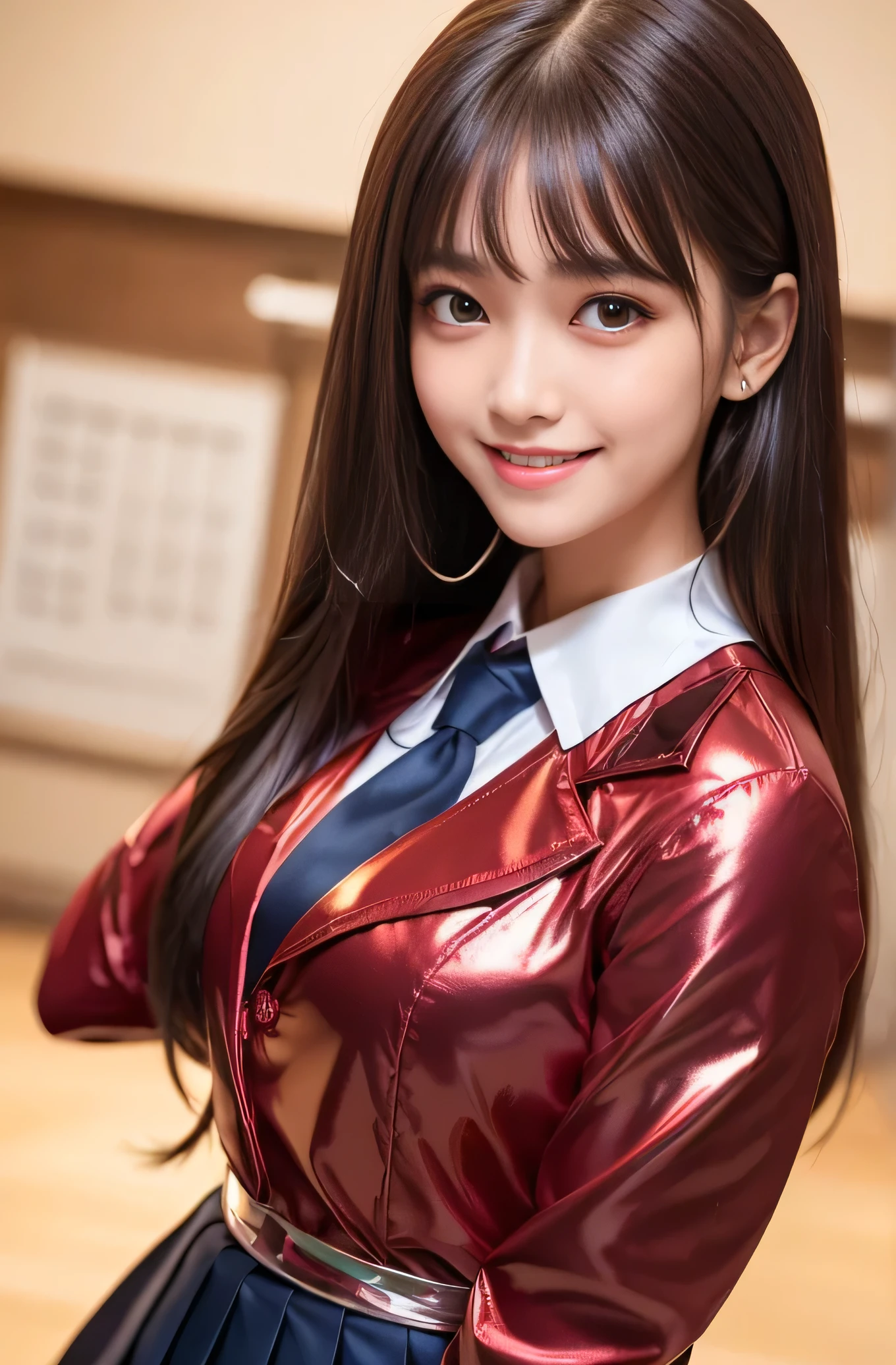 Angelic Very pretty cute young girl,
very beautiful girl,
(V-line jaw),
Beautiful detailed brown eyes,
small straight nose,
Detailed double eyelids,
(Large eyes:1.3),
Long straight brown hair,
see-through bangs,
beautiful detailed face and eyes,
smiling,
BREAK
(super shiny metallic dark red blazer:1.3),metallic pearl white school blouse,(shiny metallic bright red neck ribbon tie:1.2),(super shiny metallic dark blue pleated skirt :1.5),(school uniform with super reflective surfaces:1.5),
(Very beautiful cute girl:1.2),
Very pretty cute young girl,
V-line jaw,
Beautiful detailed eyes,
very beautiful girl,
Detailed double eyelids,
(Large eyes:1.3),
Long straight brown hair,
see-through bangs,
beautiful detailed face and eyes,
smiling,
break
(Very beautiful cute girl, Beautiful detailed eyes, Detailed double eyelids:1.3),
(Soft Saturation: 1.3),
(Fair skin: 1.4),
(Large eyes:1.4),
break
Very beautiful cute girl,
Sharp Focus,
brown hair,
Very beautiful cute girl,
Raw photo,
High resolution,
perfect detail,
Professional Photography, Professional Lighting,
strong lighting,
break
(smile:1.6),(5 yo:1.3)