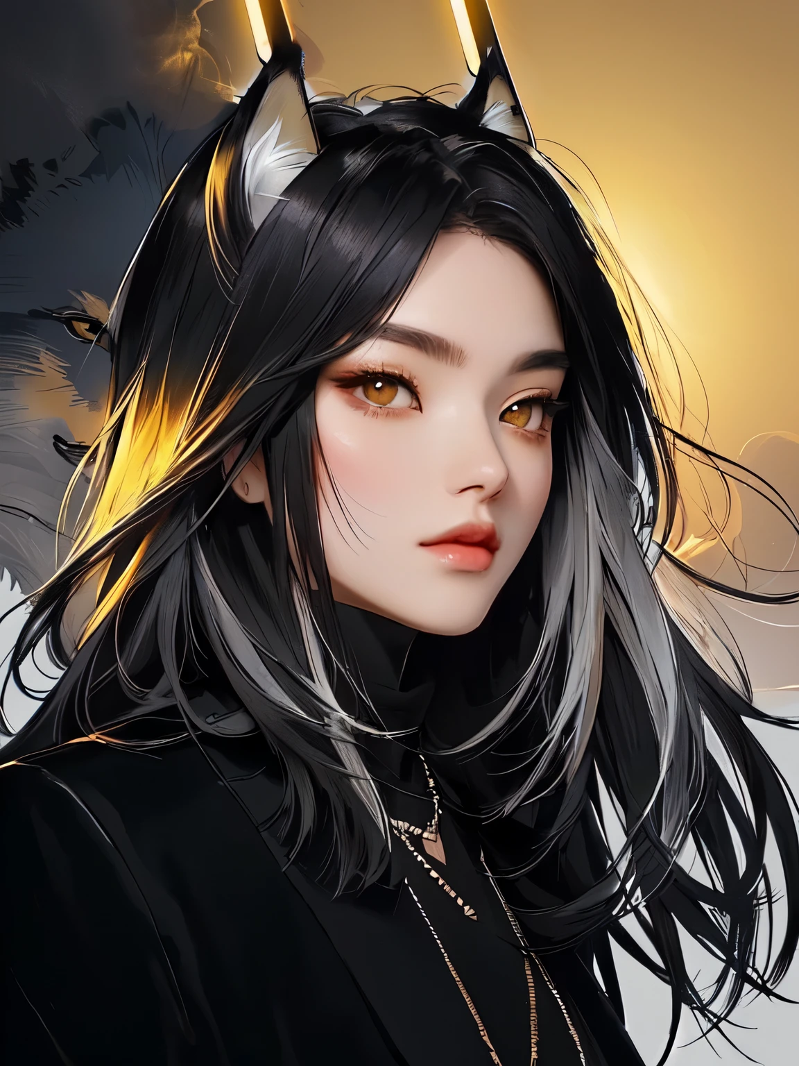 sunset lighting, dark, with yellow smoke aura background, eletrical flashing
