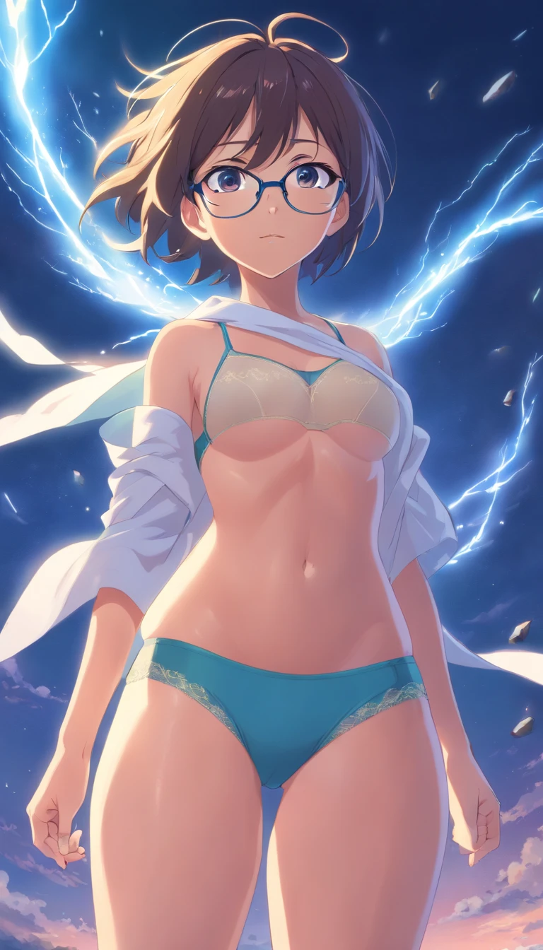 underwear　The goddess comes　Glasses　thunder