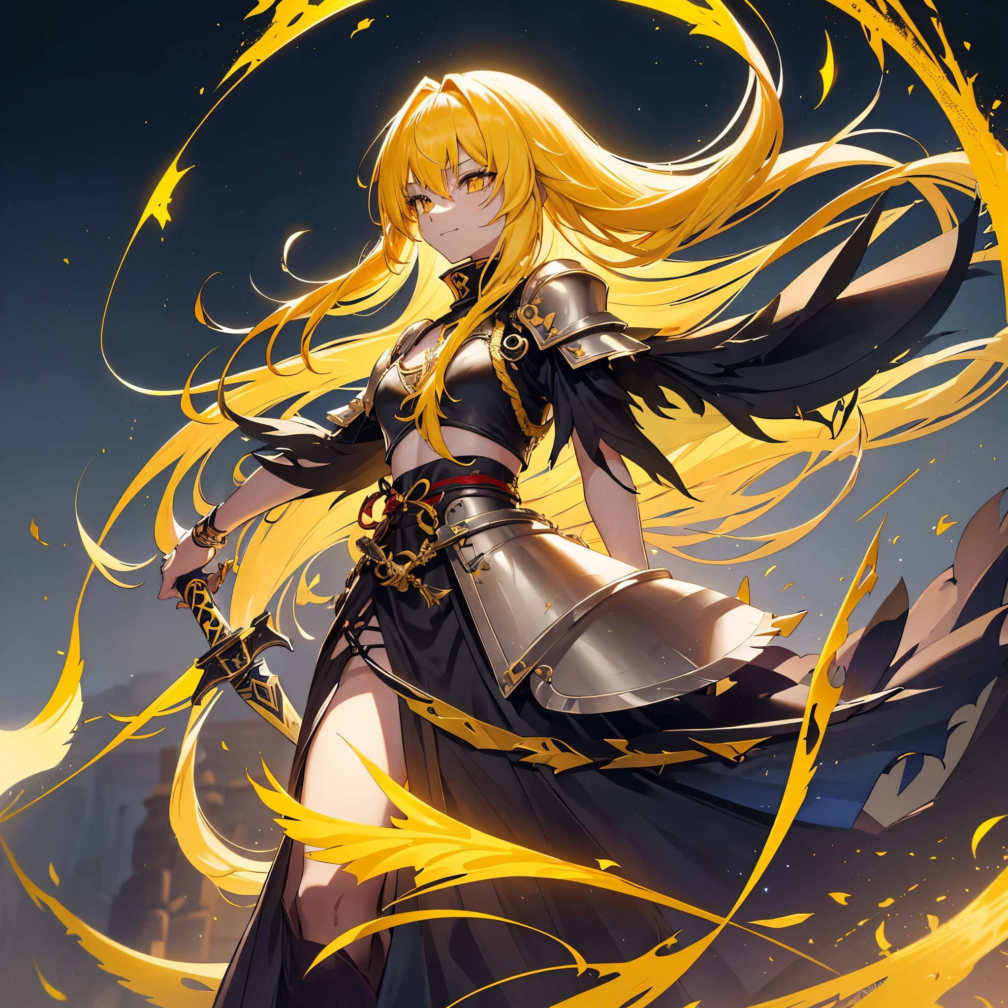 ((Fantasy　Yellow Hair　Long Hair　black　Covered in scars　one person　Lonely　Open chest armor))　((night　Western style　old　Shining Aura))　(Dance　Large sword　blackい剣　Holding the Sword　Hold with both hands)　moon　star　Draw your sword　Slashing　Catch the wind　print　Tense face　Shining Edge　Sword light reflection　Blood　　Red Butterfly　Coliseum　Emit an aura　Look over　Veranda　smile