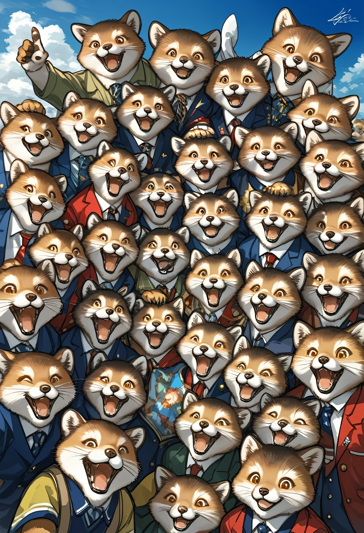 super high resolution, detailed background, World Heritage Site, 6+boys, 6+girls, Happy, joyful, absurdres(Photos of solo travelers)(kemono, furry anthro)cinematic,
