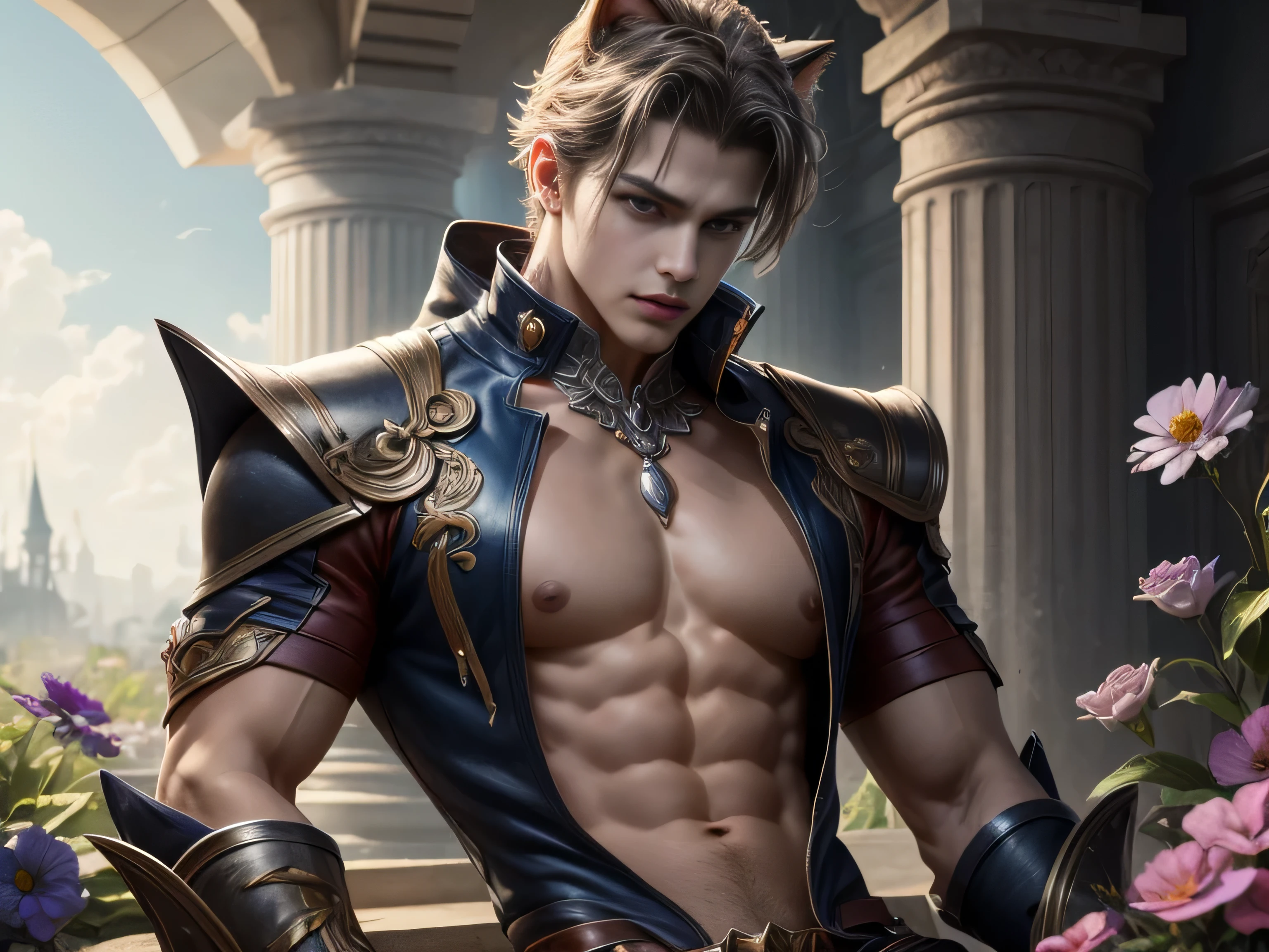 muscular man with horns