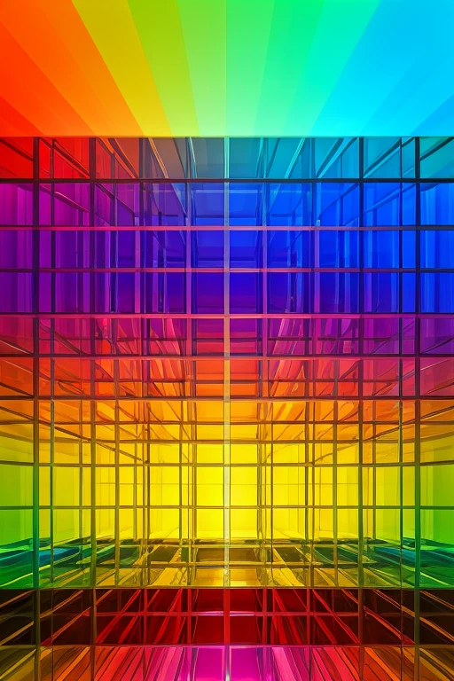 Produce a vibrant digital art piece featuring cubic elements adorned with the colors of the rainbow. Each cube should represent a different hue, seamlessly blending together to create a harmonious and visually striking mosaic. Set this cubic spectacle against a backdrop of additional cubes, forming a multi-dimensional environment that complements and enhances the rainbow palette. Experiment with lighting, shadows, and perspective to bring depth and dynamism to the composition. This digital artwork aims to celebrate the spectrum of colors through the cubic lens, offering a lively and immersive visual experience reminiscent of a vibrant rainbow in a cubist dreamscape.