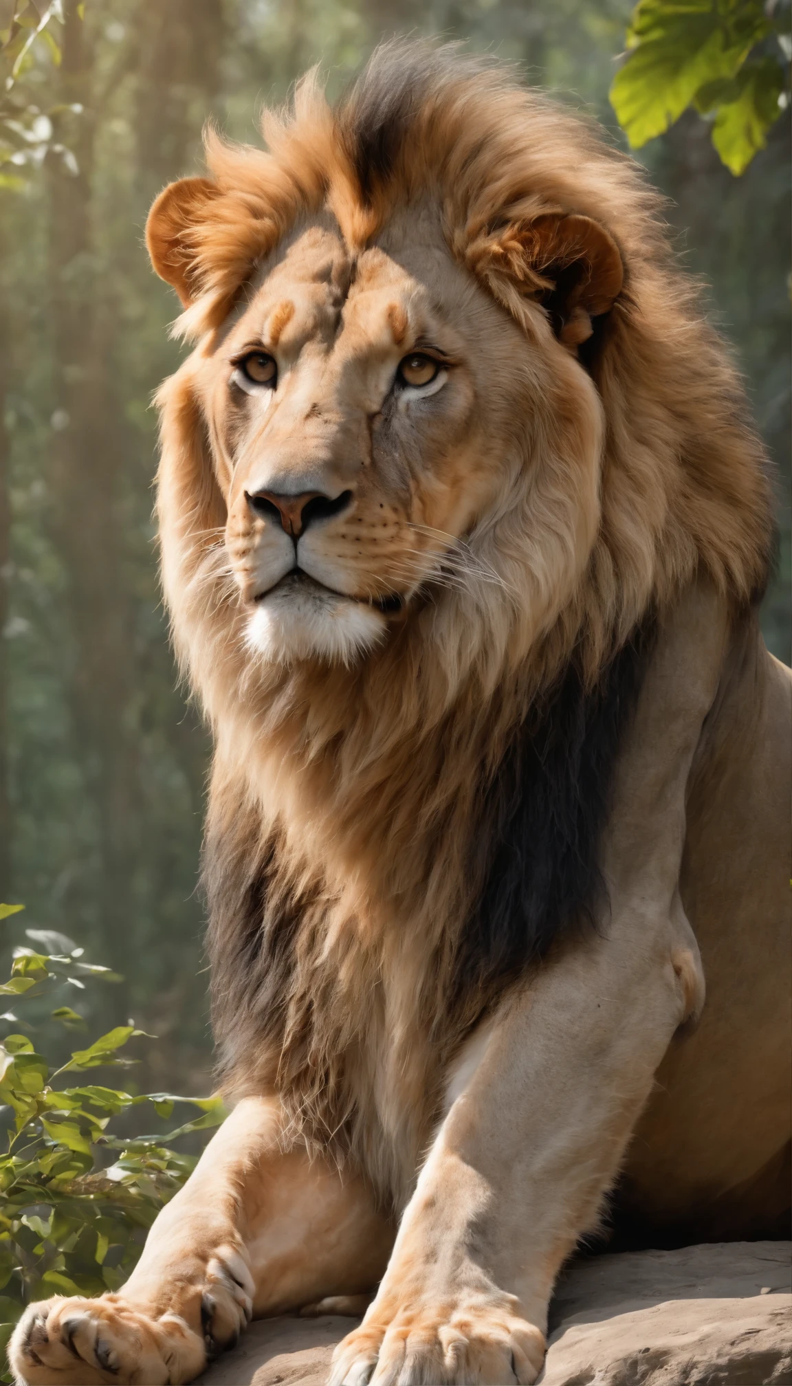 This exquisite and breathtaking masterpiece、Showcasing the stunning beauty of the majestic lion in all its grandeur。With high-definition artwork、Incredibly detailed depiction of the large, elegant canines typical of large lions、Each shaggy hair is meticulously drawn.。The lion's expressive eyes、As if to convey the loving spirit of the Supreme King of the Jungle.、Captivating the viewer、Shining with warmth and serenity。This extraordinary work is、A testament to artistic talent and dedication.。 This modern masterpiece、Rendered in the highest quality and 8K resolution、It's worth marveling at。(Artist Credits)
