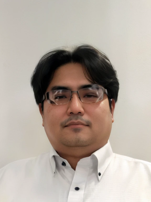 Arabian man wearing a white shirt and glasses standing in front of a white wall, saito takao, hiroyuki-mitsume takahashi, amazing, takeuchi takashi, hiromasa ogura, hisashi eguchi, tomohiro shimoguchi, hajime soryama, takashi takeuchi, junichi oda,