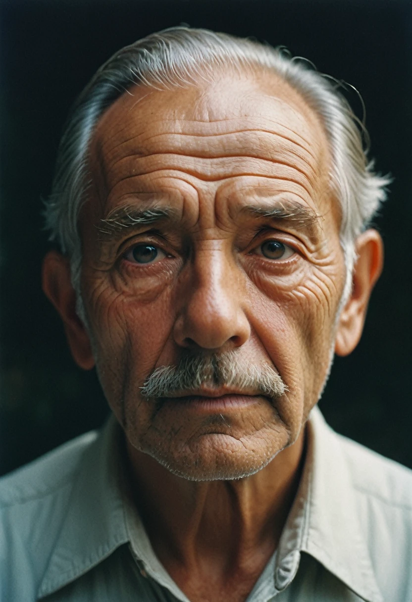 色あせた富士フイルムのphotograph, (Dynamic pose:1.2),(Dynamic Camera),芸術photograph, (素人photograph), (analog photo:1.2,Film Grain),A very scary bust of an old American man, 薄毛のphotograph, Tiny little eyes, Wrinkles and dark circles tell a story, Dark Room Background,Vibrant colors,Realistic,photograph, (Natural Color, Correct White Balance, Color Correction, Haze Removal,clarity), Detail-rich backgrounds, image,masterpiece, 受賞歴のあるphotograph, (Lightroom:1.13), Soft Light, (Natural skin texture, Hyperrealism:1.2), Sharp focus, Concentrated, analog, 古くて色あせたphotograph, Old Fujifilm