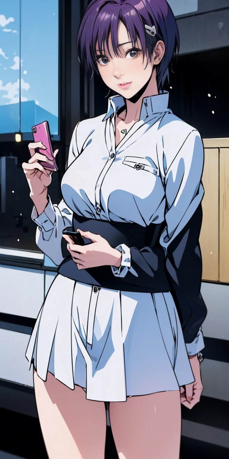 ((Beautiful girl ((Kei Kishimoto)) with mobile phone in hand)) 4K 8K:: Realistic::4 Cyberpunk::1 --v 4 --Quality 2