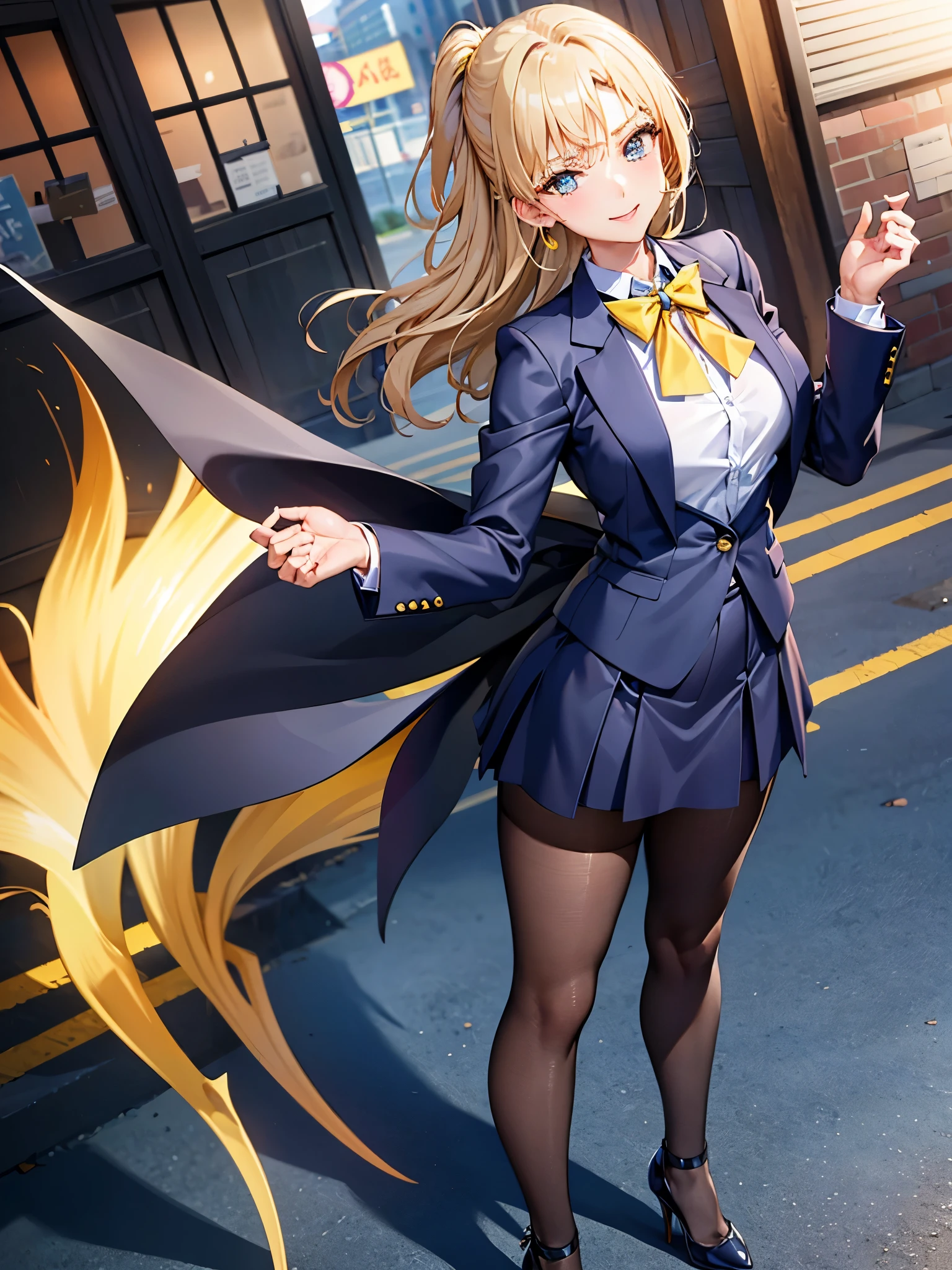 、(highest quality:1.1), (masterpiece:1.4), (Absurd:1.0), Portraiture, close,
1, Sailor Uranus, KizukiAi,, Big and ample breasts, Aqua Eye, blonde,  Chest Bow, Yellow ribbon, 魅力的なskirt, White elbow gloves, By the pool, (smile:1.2), Looking at the audience, Erect nipples、Showing panties、超ミニskirt、OL、beautiful girl、OutAre standing style、Nice body、glamorous、Big Breasts、navy blue business suit、skirt、Garter belt and black 30 denier stockings、High heels、office、Are standing、whole bodyが見える,blush,OL, end, Black suit jacket, Collared jacket, White dress shirt, Collared shirt, Neckline, button, strap, ID card on the neck, 黒のペンシルskirt, Black Pantyhose,Stiletto heels,Business Bags,evening,sunset,whole body,avert your eyes,Embarrassing,blush,
Outdoor break, city,Destroy a building area (masterpiece:1.2), highest quality, High resolution, unity 8k wallpaper, (shape:0.8), (Beautiful and beautiful eyes:1.6), Highly detailed face, Perfect lighting, Extremely detailed CG, (Perfect hands, Perfect Anatomy),