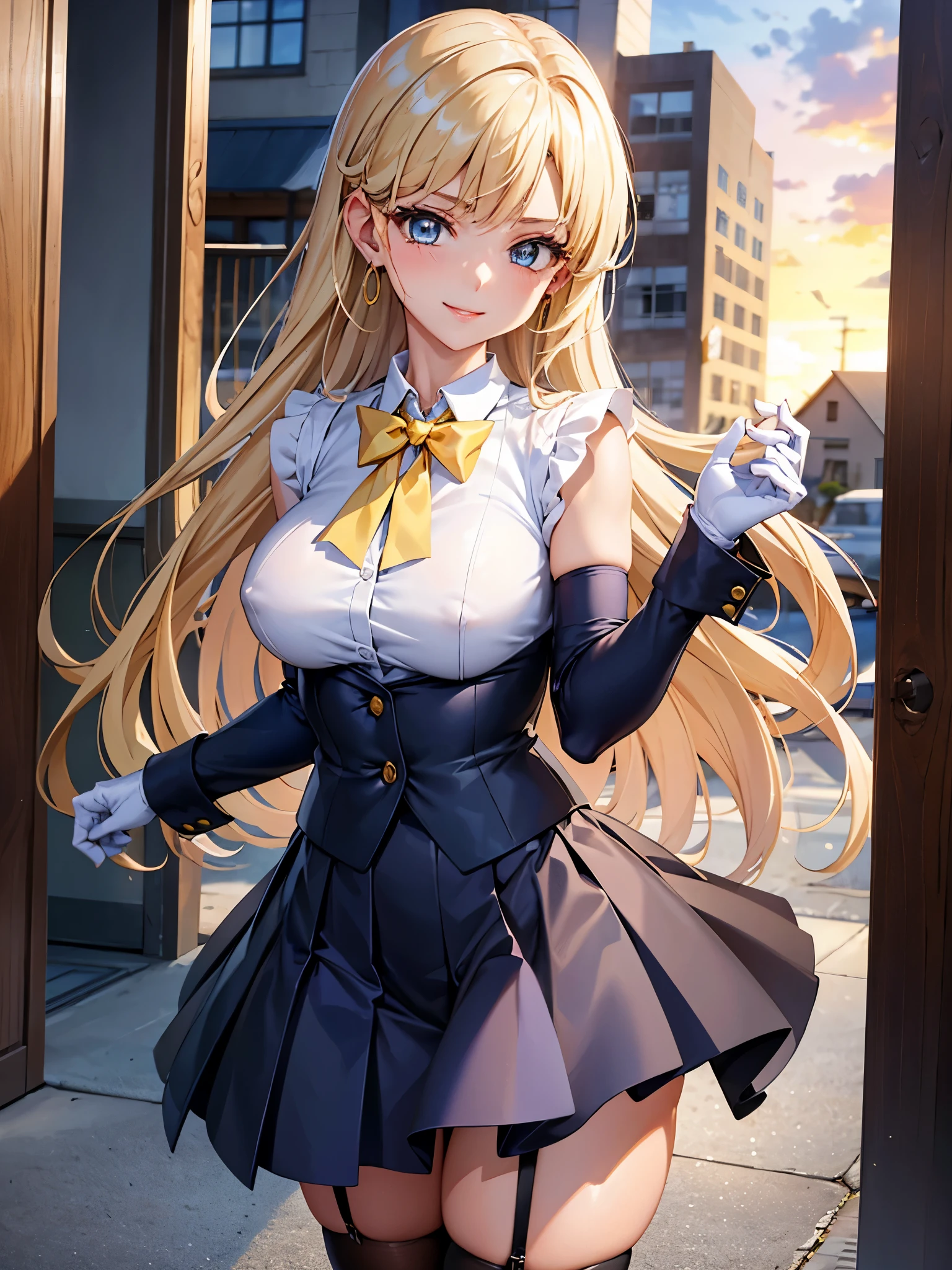 、(highest quality:1.1), (masterpiece:1.4), (Absurd:1.0), Portraiture, close,
1, Sailor Uranus, KizukiAi,, Big and ample breasts, Aqua Eye, blonde, Chest Bow, Yellow ribbon, 魅力的なskirt, White elbow gloves, By the pool, (smile:1.2), Looking at the audience, Erect nipples、Showing panties、超ミニskirt、OL、beautiful girl、OutAre standing style、Nice body、glamorous、Big Breasts、navy blue business suit、skirt、Garter belt and black 30 denier stockings、High heels、office、Are standing、whole bodyが見える,blush,OL, end, Black suit jacket, Collared jacket, White dress shirt, Collared shirt, Neckline, button, strap, ID card on the neck, 黒のペンシルskirt, Black Pantyhose,Stiletto heels,Business Bags,evening,sunset,whole body,avert your eyes,Embarrassing,blush,
Outdoor break, city,Destroy a building area (masterpiece:1.2), highest quality, High resolution, unity 8k wallpaper, (shape:0.8), (Beautiful and beautiful eyes:1.6), Highly detailed face, Perfect lighting, Extremely detailed CG, (Perfect hands, Perfect Anatomy),