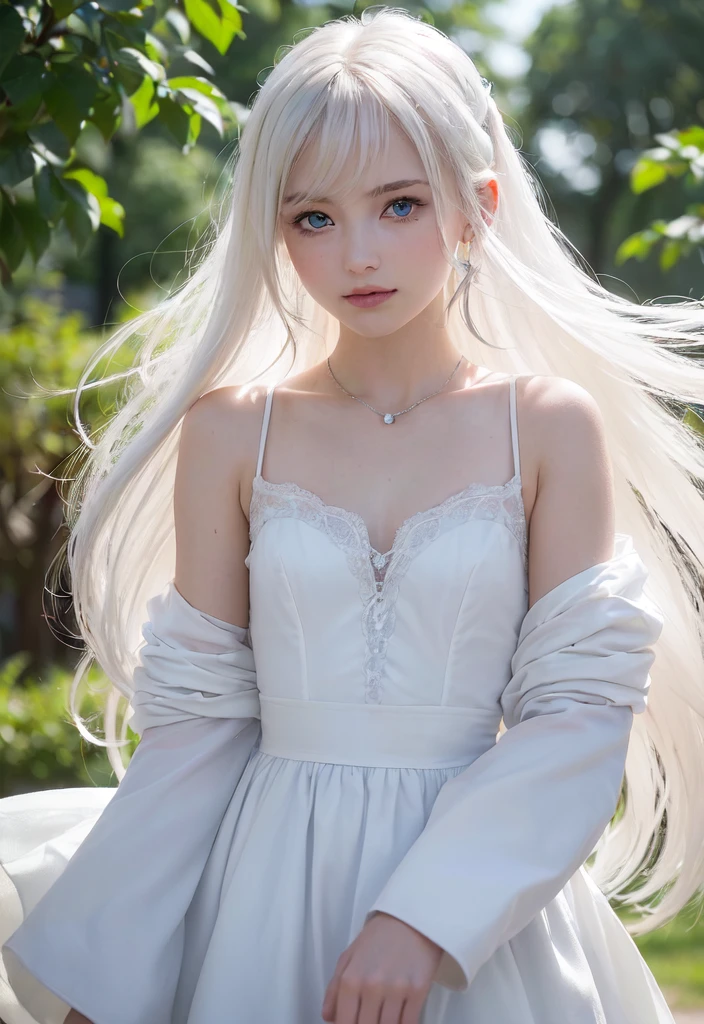 RAW photos, ((((Portrait of extreme beauty))), (((Radiant white beautiful skin)), 1 girl, -yeld pry beautiful girl in Prague, (shiny bright platinum blonde hair)), disheveled hair, hair hanging in front of the face and clinging, [Attractive whitish light blue eyes], silky thin hair, ponytail, eyeliner, bangs, hair between the eyes, fluttering hair, a little smile, (( masterpiece, top quality, ultra detail, film light, complex detail, high resolution, 8k, very detail)), detailed background, 8k uhd, dslr, soft light, high quality, film grain, fujifilm xt3, shallow depth of field, natural light, (perfect hands), perfect beautiful face, big chest