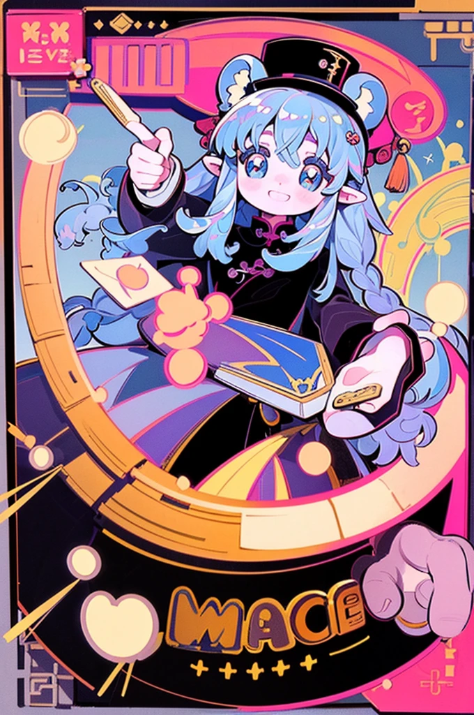 masterpiece, best quality, extremely detailed, detailed background, detailed face, smiling, dynanmic pose, parted bangs, 1girl, solo, long hair, white background, magical dress, letter, full body, very long hair, simple background, envelope, bow, braid, hair bow, looking at viewer, pointy ears, standing, ((pointing gun at viewer)), hair ornament, long sleeves, pink dress, black footwear, green bow, grey hair, animal ears, hat, brown eyes, love letter, holding envelope, iridescent hair, digital art, masterpiece, 最high quality, super detailed, high quality, 4K, cute girl, Chinese style, Chinese steamed buns, panda, China dress,