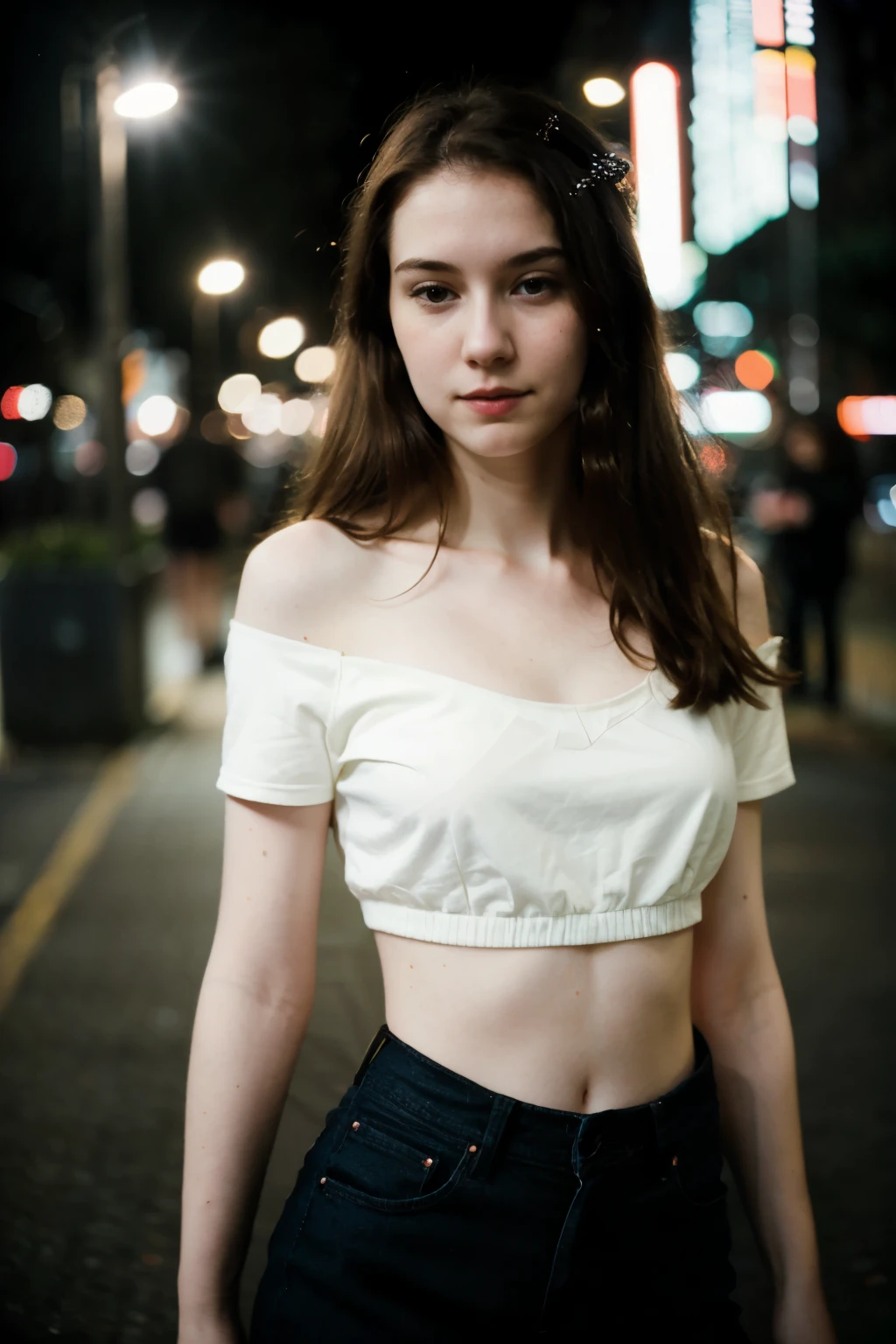 polaroid photo, night photo, photo of 24 y.o beautiful woman, pale skin, bokeh, motion blur